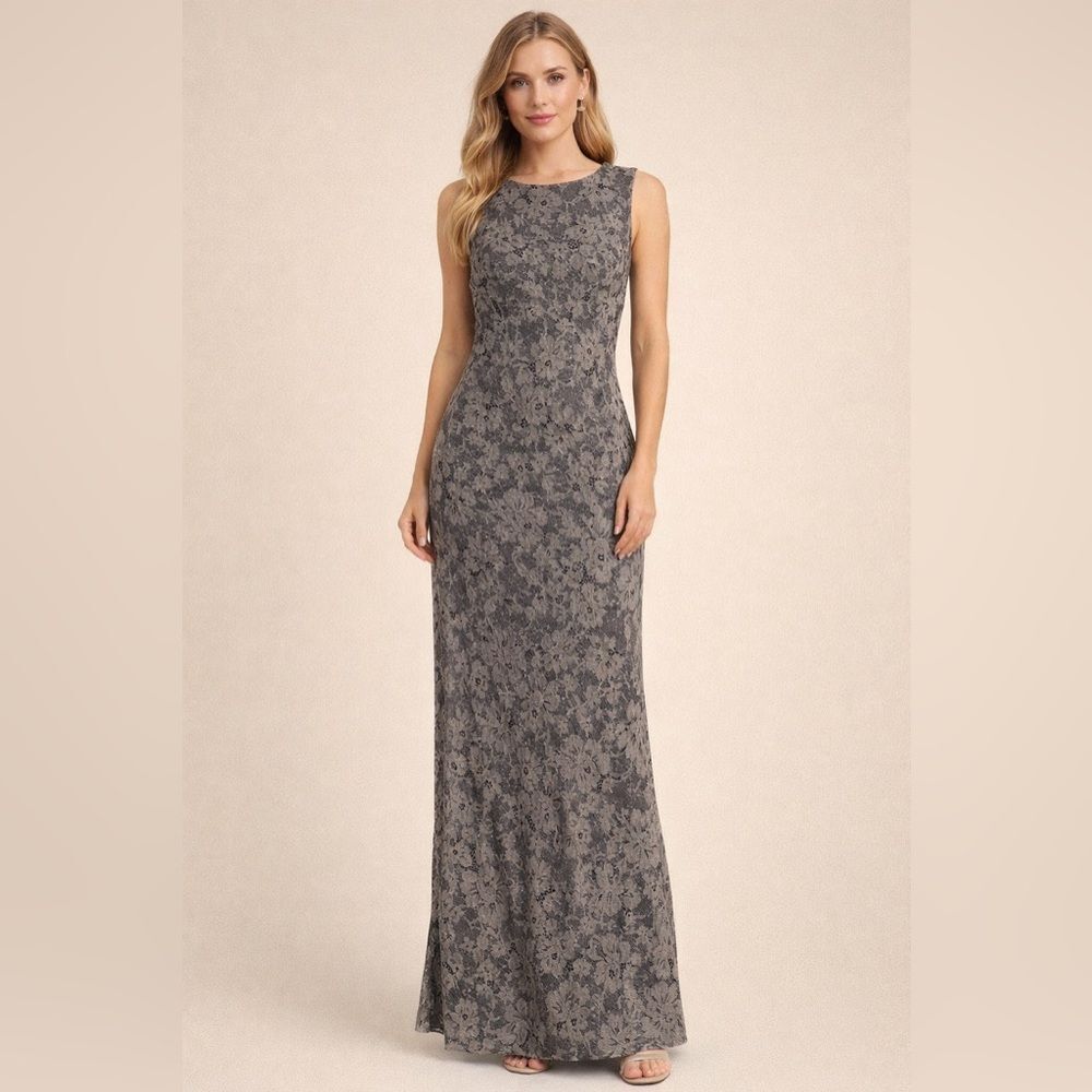 Vintage Henri Bendel Floral Lace Print Tank Designer Maxi Dress Size M
